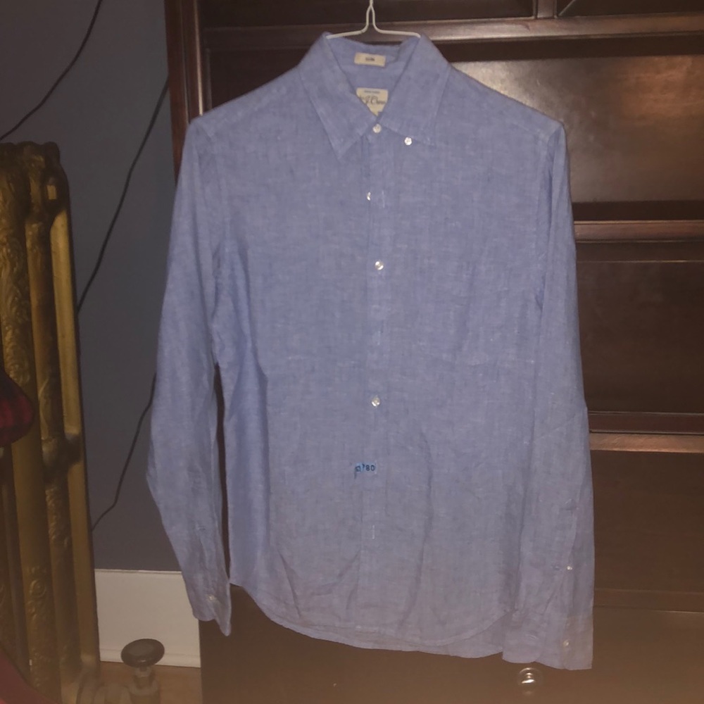 j crew light blue button down shirt